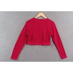 Savage X Fenty Crop Top Womens 3X Plus Pink Cotton Jersey Long Sleeve Pullover